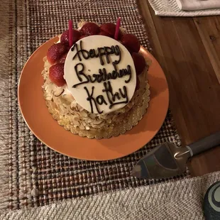 a birthday cake on a plate