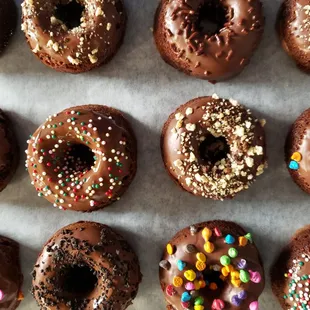 chocolate donuts with sprinkles