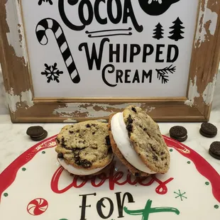 a hot cocoa whipped cream sandwich