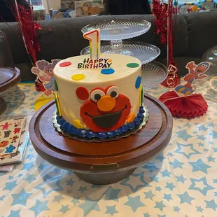 Twins first birthday Elmo theme cake!