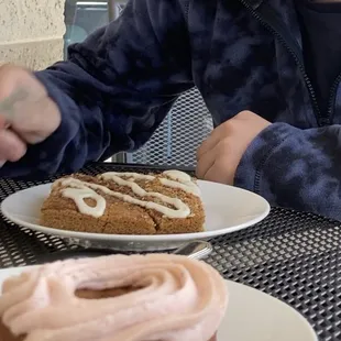 Gluten free coffee cake and gluten free donut with strawberry icing