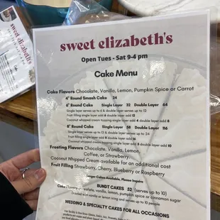 The cake menu and their cakes are delish!