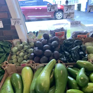 cucumbers, avocados, and other vegetables