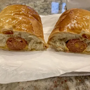 Sausage and Cheese Kolache -- WAY better than Shipleys. The bread dough is excellent -- chewy with a hint of yeasty sweetness.