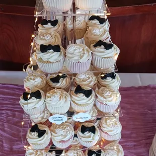 a tower of cupcakes