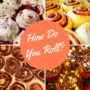 Plain Decadence, Caramel Chocolate Walnut, Yummy Chocolate Chip, Red Velvet (Listed clockwise, starting with top right photo)