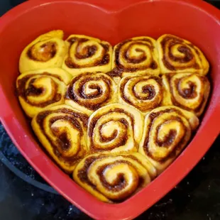 Valentine's Day mini rolls with reusable pan.