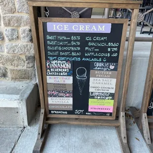 a sign for ice cream