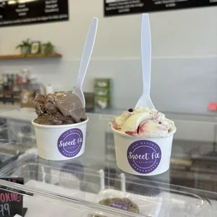 two cups of ice cream