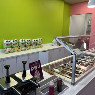 a variety of desserts on display