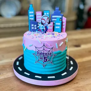 Ghost Spider (Spider-Gwen) themed cake