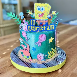 SpongeBob cake covered in edible glitter.