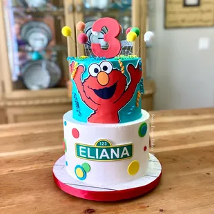 Elmo themed birthday cake.