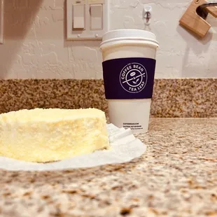 A slice of Double Fromage (with a coffee bean cookie butter latte-YUM)