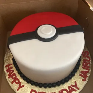 Custom Poke Ball Fondant Cake