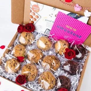a box of cookies and chocolates