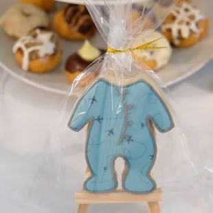 a display of cookies and pastries