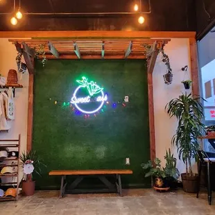 a neon sign in a store