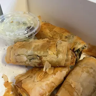 Spanakopita and dip