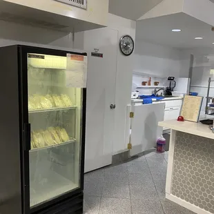 a bakery with a glass door