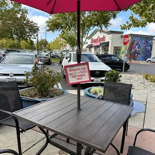 Cute patio area to enjoy your treat