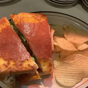 a sandwich and chips