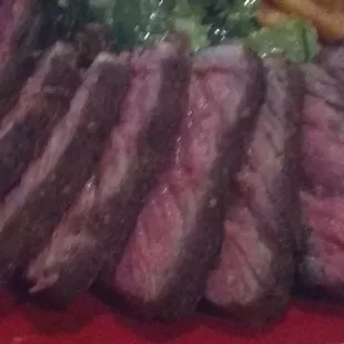 Steak and Fries with a delicious lemon vinegar dressing. Divine