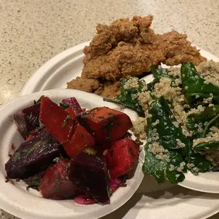 two plates of food on a table