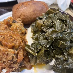 BBQ Pulled Pork with Collard Greens and Cornbread (from the Agricultural South station)