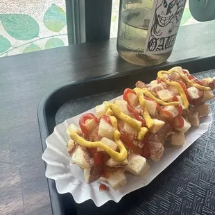 Potato Corndog half and half. Half sausage half cheese.