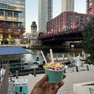 Strawberry &amp; Birthday cake Gelato with M&amp;M topping