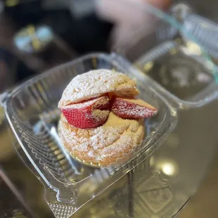 a strawberry filled pastry