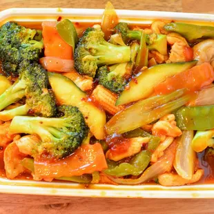a bowl of stir fried vegetables