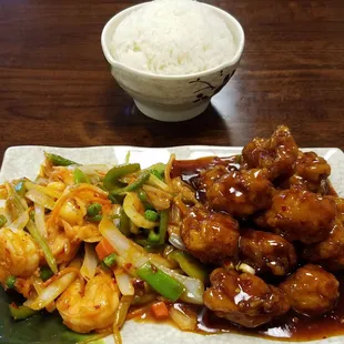 Dragon and Phoenix,  their sauces aren't as sweet as other places