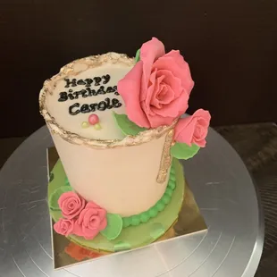 Mini 4&quot; vanilla velvet cake with buttercream frosting and handmade sugar paste decorations
