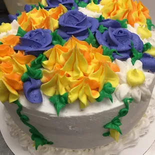 a cake decorated with flowers