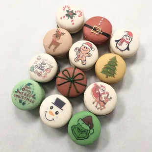 a variety of christmas buttons