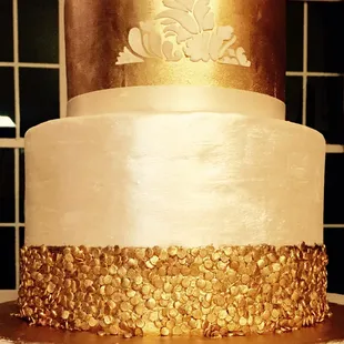 Gold Adorned Wedding Cake