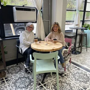 Enjoying our hazelnut/dark chocolate coffee, raspberry/white chocolate hot chocolate, iced sugar cookies &amp; stuffed peanut butter cookies!