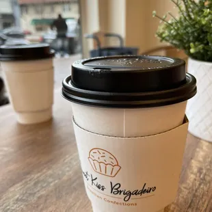 a cup of coffee on a table
