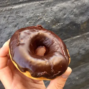 Raised chocolate glazed donut