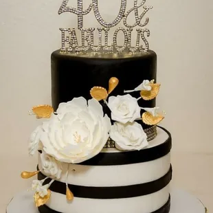 a black and white wedding cake