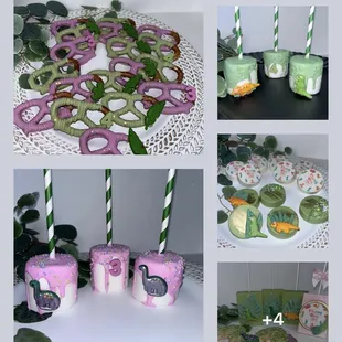 Chocolate covered Pretzel's ,Marshmallows ,Oreos, Rice Krispy treats and Number Rice Krispys !