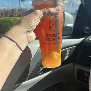 Super Fruit Tea  with mango  boba