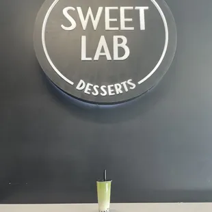 Matcha milk tea with honey boba and drinkable mochi