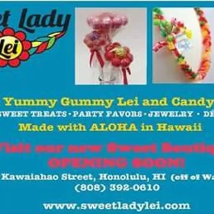 Our new Sweet Boutique is now open at 949 Kawaiahao St, off of Ward Ave. Near the orange, Herbal Spa bldg by Asahi Grill.