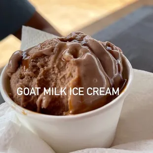 a bowl of goat milk ice cream