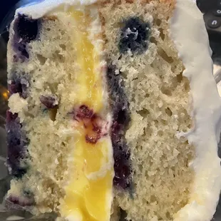 Summer in a cake with lemon, blueberry and butter cream icing! Yum!