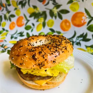 Morning bagel - cheese and sausage