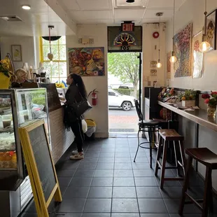 a woman waiting for customers